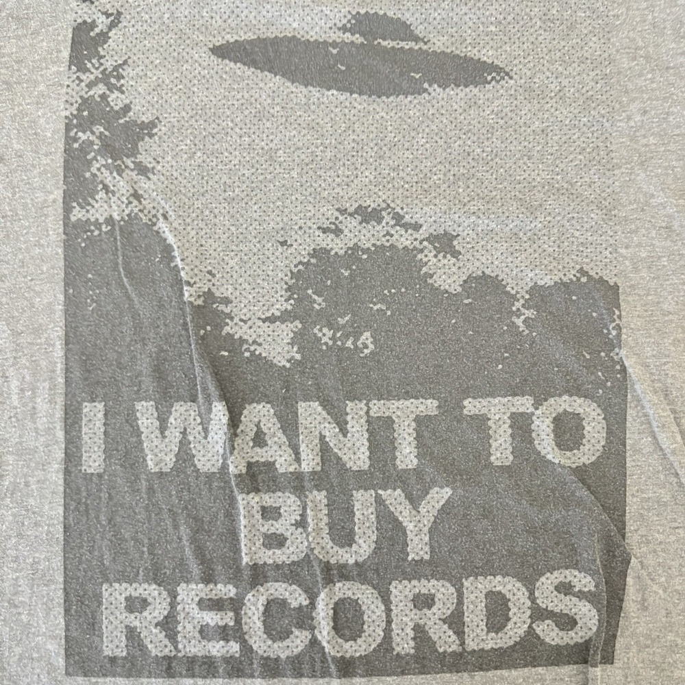 Hello Brand I Want To Buy Records T-Shirt Men's Small Gray Graphic Music Vinyl